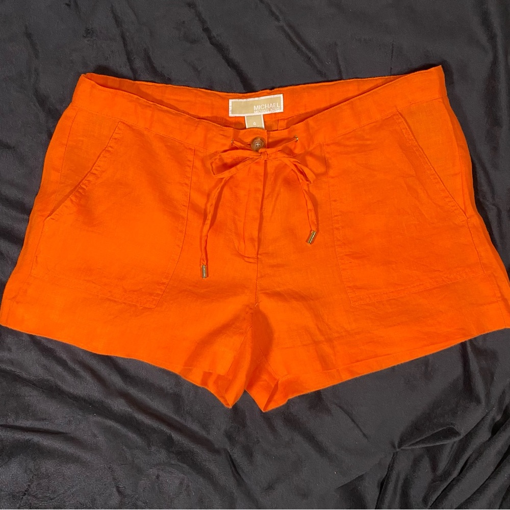Michael kors orange linen shorts size 4.